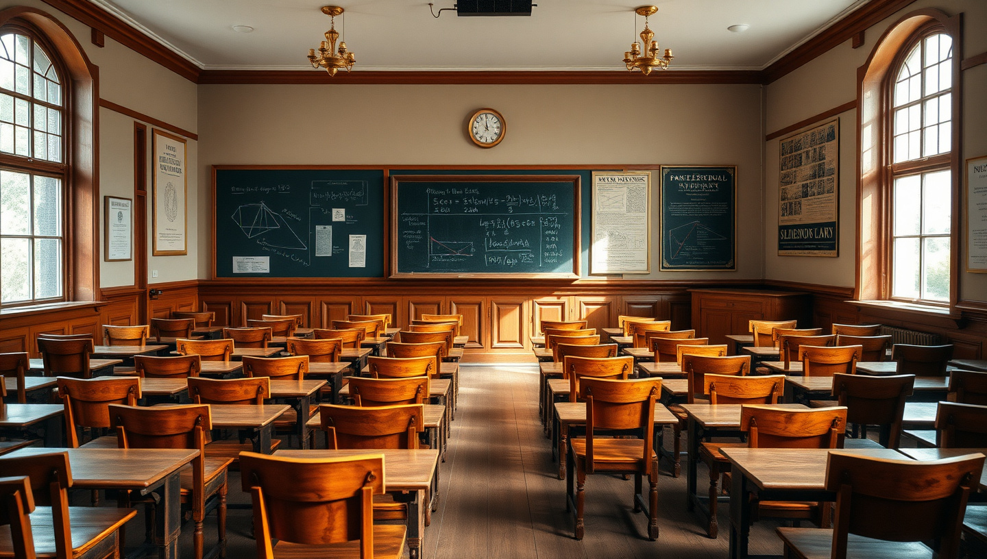 Aula classica con tecnologie moderne